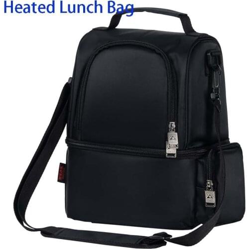 Heated USB Charging 2 Compartments Lunch Bag for Work Insulated Adult Lunch Box Health Food Storage Containers Carrier Bag