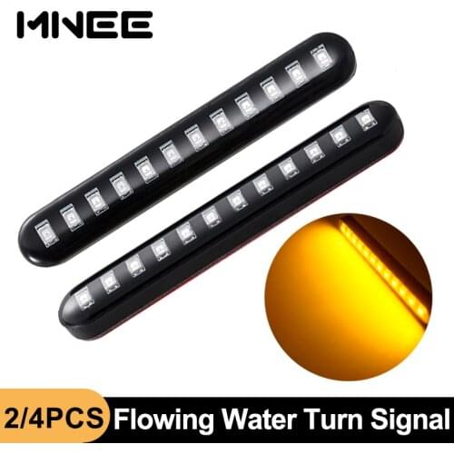 4PCS Turn Signal Light 12LED Built-in Relay Flowing Water Turn Signals Flashing for Motor Blinker Waterproof License Plate Light