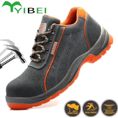 Labor shoes 2020 mens steel head anti-smashing anti-stab anti-slip welding electric welding tendon work shoes