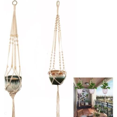 Garden Decoration Vintage Macrame Plant Hanger Flower Pot Garden Holder Legs Hanging Rope Basket Handcrafted Braided Hanger Pot3