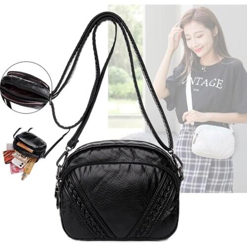 Vintage Small Shoulder Bags for Women High Quality Soft Leather Messenger Bag Female Simple Black Crossbody Handbags and Purses
