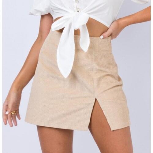 AIUJXK New Arrival 2020 Autumn Winter Corduroy Skirts Women Fashion High Waist Slip Short Skirt Streetwear Solid Sexy Mini Skirt