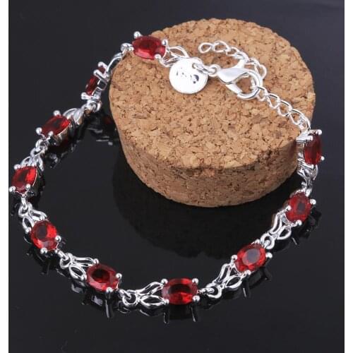 Hot Luxury red crystal 925 sterling silver Bracelet for woman fashion brands noble jewelry Wedding party Christmas gifts