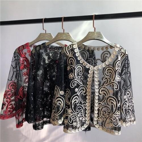 Summer Handmade Crochet Lace Mesh Shrug Bolero Women Embroidery Cardigan Feminino Short Oversized Tops Women coat