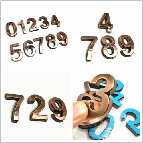1PC Address House Door Number Sticker 3D Digits Numeral Plate Plaque Sign Sticker for Door Family Hotel Apartment Home Street