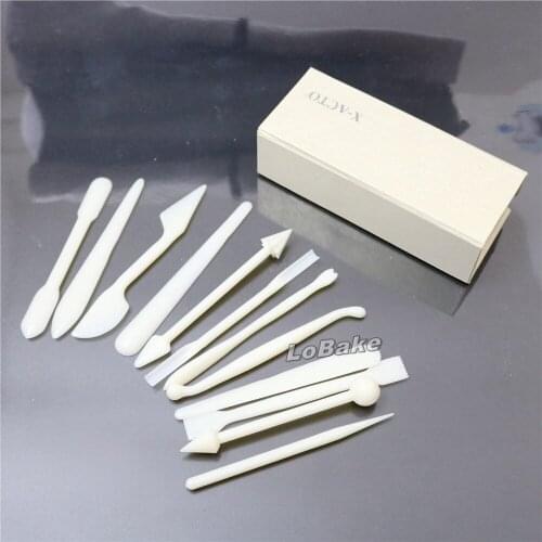 12pcs/set) High grade Plastic Sugarcraft knife different knives shape cake carving knife for baking fondant cake pastry tools