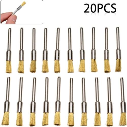 20pcs 5mm Steel Wire Wheel Brush Metal Rust Remover Wood Carving Jade Polishing Grinder Brush Hand Tools