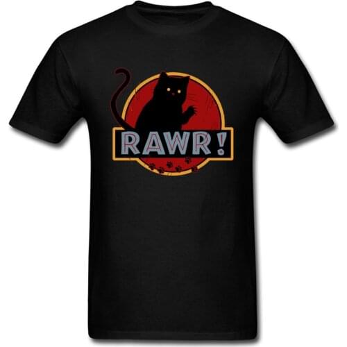 2018 Rawr Cat T-shirt Summer Black Clothing Cotton Tops Cartoon Tees Short Sleeve Fitness T Shirt Funny Monster Tshirts