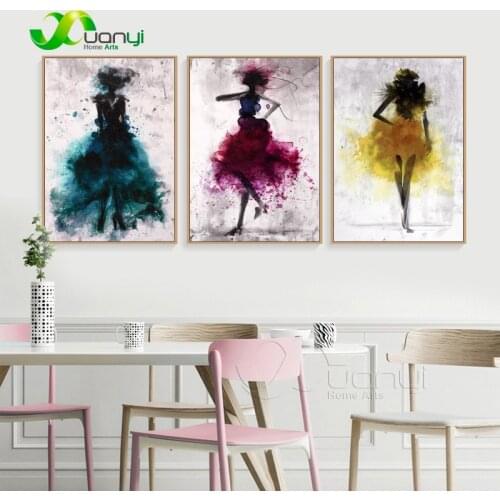 3 Pcs Watercolor Nordic Girl Poster Modern Paintings On Canvas Abstract Nordic Canvas Prints Wal Decor For Living Room Unframed