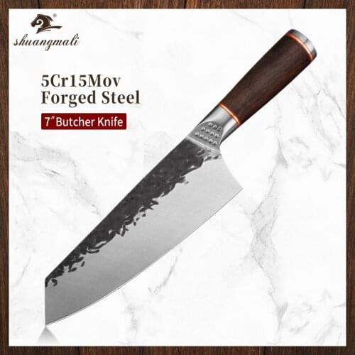7 Inch Utility Cleaver Knife Carbon Stainless Steel Kitchen Chef Knives Razor Sharp Cutting Cleaver Meat Cooking Chef Knife