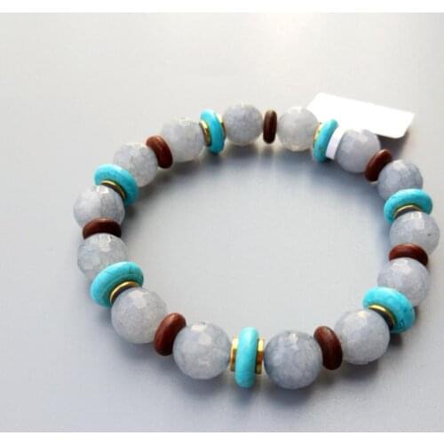 Lii Ji 10mm Blue Jade Wood Hematite Bracelet Bracelet For Women Men Unisex Gift Drop shipping
