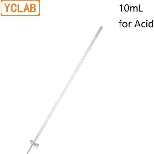 YCLAB 10mL Burette with Stopcock for Acid Class A Transparent Glass Laboratory Chemistry Equipment