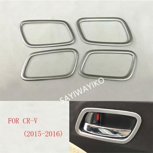 For Honda CR-V CRV 2015 2016 Chrome Inner Inside Door Handle Holder Cover Trim Frame Car Styling Molding Bowl Sticker Accessory
