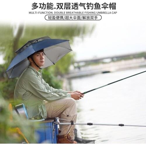 Double-layer Breathable Head Wear Silver Glue Anti-ultraviolet Outdoor Sunshade And Sunscreen Fishing Umbrella