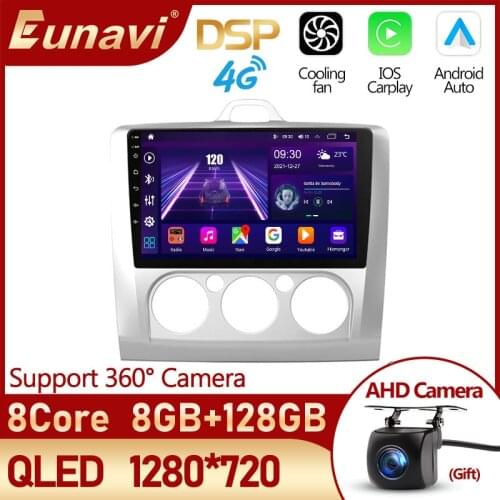Eunavi 2 Din Android 11 Car Radio Multimedia Video Player For Ford Focus 2 3 Mk2 Mk3 2004 - 2011 2Din Head unit DVD 4G GPS Navi