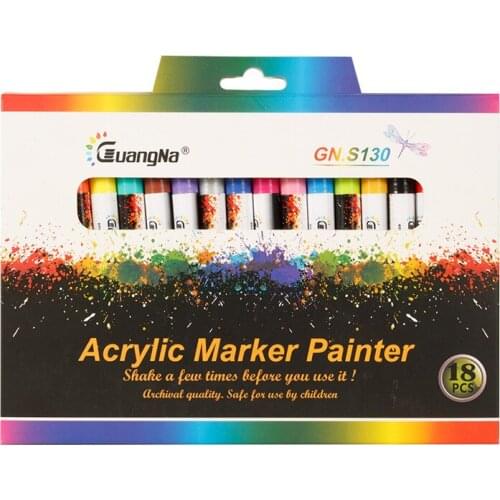 GN 12/18 Colors 0.7mm Acrylic Paint Marker pen Art Marker Pen for Ceramic Rock Glass Porcelain Mug Wood Fabric Canvas Painting