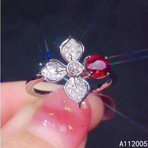 KJJEAXCMY fine jewelry 925 sterling silver inlaid natural adjustable ruby new Female ring fashion Support test with box