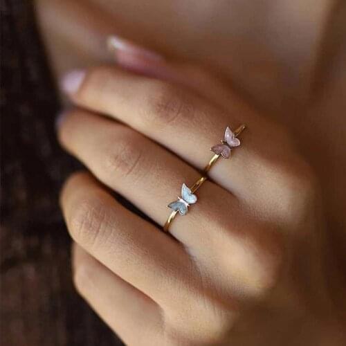 Trendy Gold Butterfly Rings For Women Men Lover Couple Rings Set Friendship Engagement Wedding Open Rings 2021 Jewelry Ring New