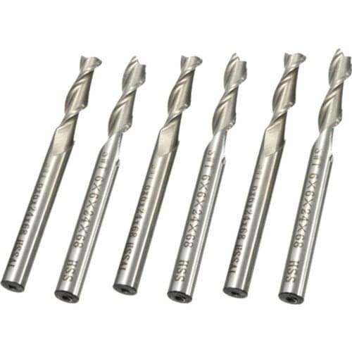 5Pcs 6mm Two 2 Flute HSS&Aluminium Extended Length End Mill Cutter CNC Bit Drill Bit Milling Machinery Cutting Tools