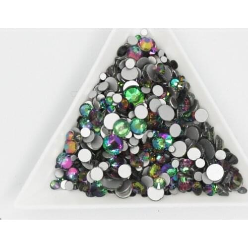 Good Quality ss3-ss34 Crystal Vitrail Medium / Green Volcano Flat Back Nail Art Glue On Rhinestones / Non Hotfix Crystals