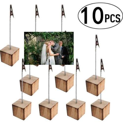 10pcs Cube Alligator Clip Memo Picture Note Card Desk Paper Photo Clip Holder Table Stand Place Office Decoration Wedding