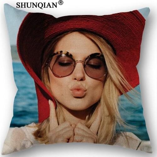 Linen Cotton Pillowcase Lea Seydoux Printed Pillow Cover Home Textiles Decorative Pillowcase Customize Gift 45x45cm one side