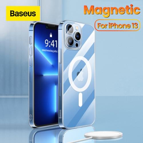 Baseus Magnetic Phone Case For iPhone 13 12 Pro Max Support Wireless Charging Case Back Cover 2021 Transparent Protect Case