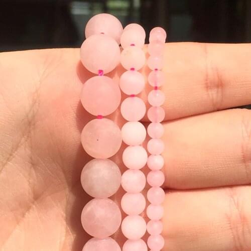 Matte Dull Polish Pink Crystral Round Beads Natural Stone Beads for Jewelry Making DIY Charm Beacelet Necklace Accessories 15