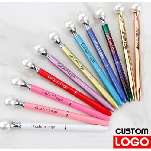 Pearl Metal Ballpoint Pen Creative Business Advertising Gift Pen Office Signature Pen Custom Logo Student Stationery Wholesale