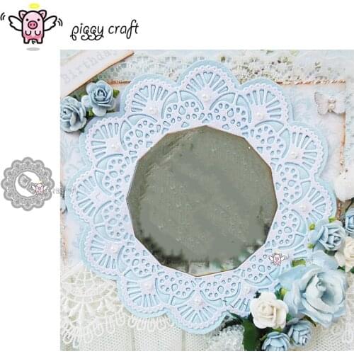 Piggy Craft metal cutting dies cut die mold Lace flower wreath Scrapbook paper craft knife mould blade punch stencils dies