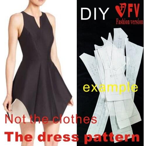 Fashion pattern womens dress clothing design cutting drawings BLQ-404