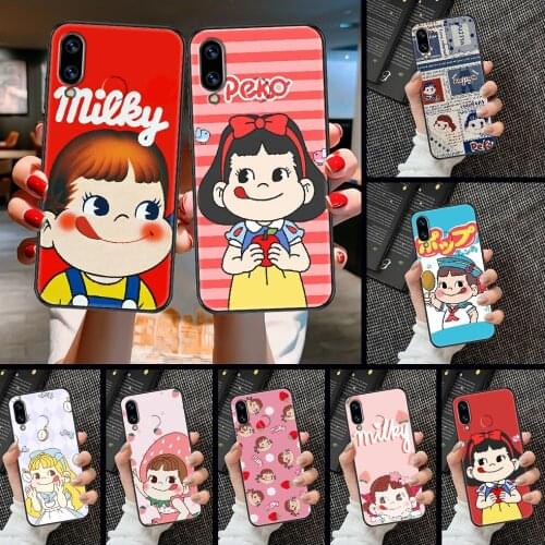 Cartoon Fujiya Peko Milky Girl Phone case For Huawei Honor 6 7 8 9 10 10i 20 A C X Lite Pro Play black fashion cell cover