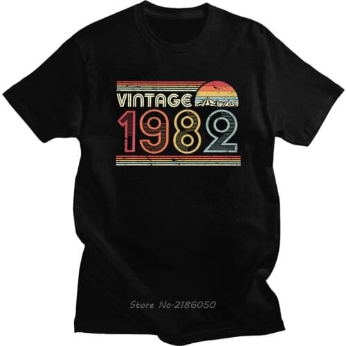Vintage 1982 T Shirt Men Cotton Fashion T-shirt O-neck Short Sleeve 38th Birthday Gift Tee Retro Top Fitted Harajuku Tshirt