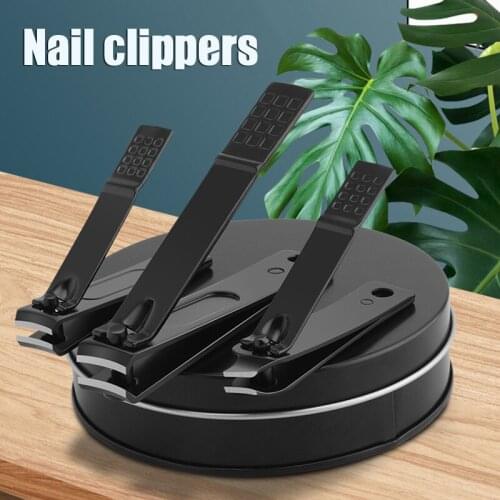 Nail Clippers Set Black Carbon Steel Nail Cutter Sharp Oblique Toe Nail Clipper Nail File for Men Women SDFA88