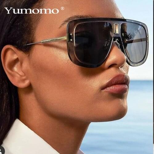 2021 New Luxury Brand One Piece Rimless Sunglasses For Women Vintage Alloy Oversized Rivet Sun Glasses Female Square Shades Men