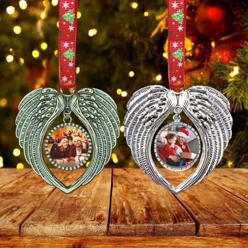 New Angel Wings Heart Shaped DIY Photo Christmas Pendant Photo Frame Pendant Christmas Tree Hanging Decoration Ornament Best