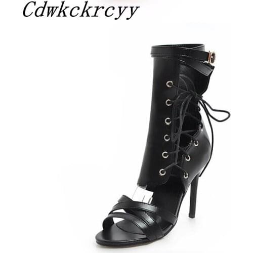 Spring and summer New pattern sexy Fine heel Cusp High-heeled Women sandals Cross bandage personality Rome Women sandals 34-46