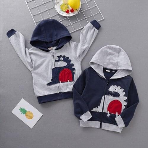 Autumn Baby Clothes Girl Boy Outerwear Cartoon Print Casual Hoodie Zipper Sweatshirt Kids Outfits Tops