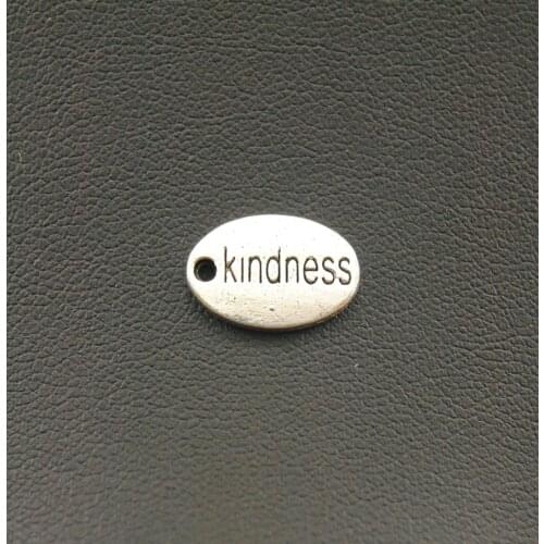 50 pcs Silver Color Kindness Letter Inspirate Charms DIY Metal Bracelet Necklace Jewelry Findings A1111