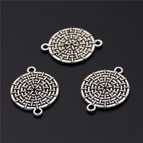 10pcs Silver Color Round Shaped Net Charms Connector Or Jewelry Making Findings Accessories DIY Handmade A2459