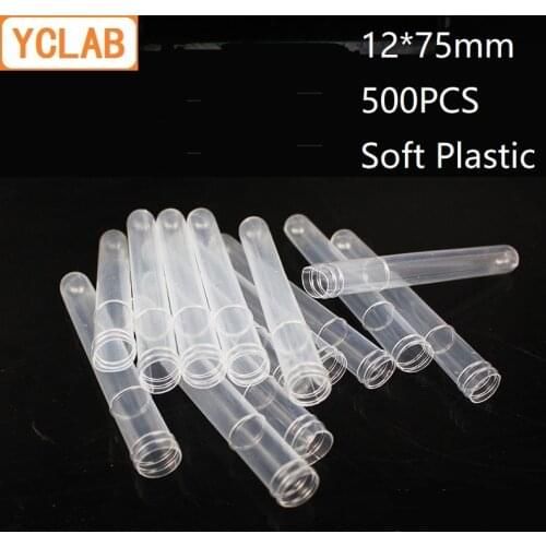 YCLAB 500PCS 12*75mm Disposable Test Tube PE Soft Plastic Laboratory Chemistry Equipment