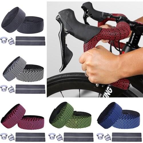Bike Handlebar Tape Road Bicycle Anti-slip Silica Gel EVA Shock Absorption Handle Bar Tape Cycling Wrap End Plug