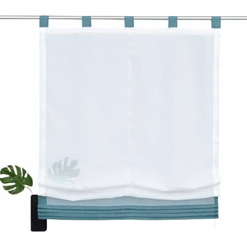 Roman Curtain Tulle Kitchen Curtain For Window Balcony Rome Stitching Colors Voile Sheer Drape Solid Color