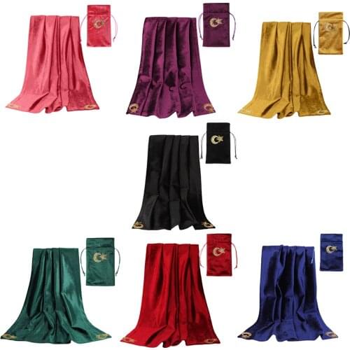 Altar Tarot Table Cloth Tapestry Astrology Witch Card Games Square Moon & Star Pattern Tablecloth with Drawstring Pouch 24x24