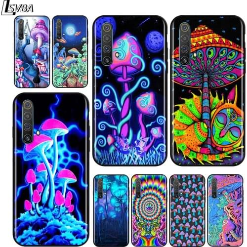 Weird Trippy Mushroom for OPPO Realme V15 X5 X3 X50 X7 X2 C17 C11 C3 C2 7 7i 6 6S 6i 5 Narzo 20 Pro Black Phone Case