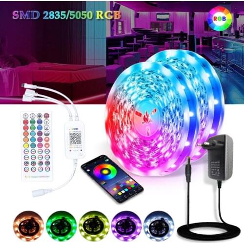 LED Light Strips RGB SMD 2835 5050 Flexible RGB Waterproof Tape Diode Room Decor Bluetooth Wifi Controller Support Alexa Google