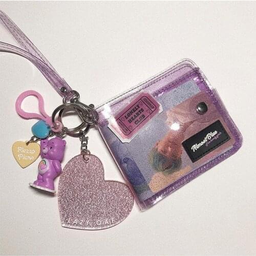 1PC Transparent Coin Purse Women Wallet Laser PVC Card Clear Short Purse Money Wallet Card Holder Mini Zipper Wallets ID Holders