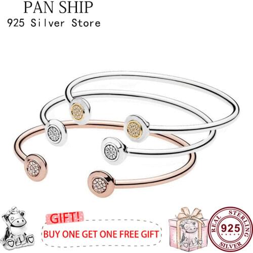 100% 925 брелок Silver Opening Classic Double Round Letter Pan Bracelet Fit European Charm Bracelets Women Jewelry