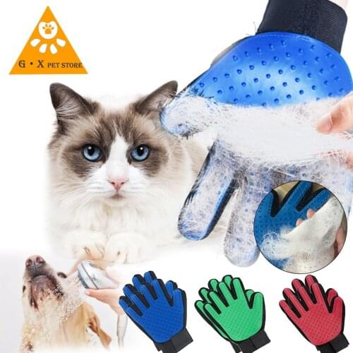 2pc Dog Pet Grooming Glove Silicone Cats dogs Brush Comb Deshedding Hair Gloves Dogs Bath Cleaning Supplies Animal Combs by