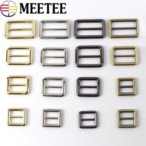 20pcs Meetee 16/20/26/32/38/50mm Metal Buckles Adjuster Tri-Glide Slider for Backpack Web Strap DIY Bag Accessory Leather Craft